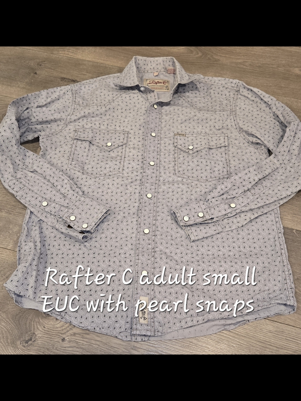 Men’s Grey Pearl Snap Western Shirt - Small